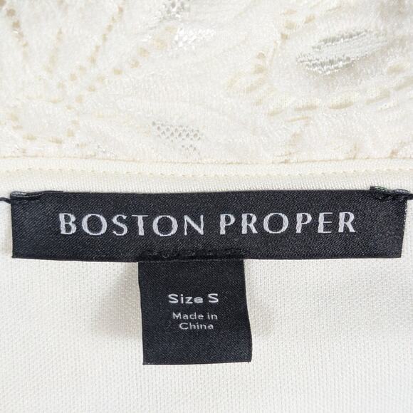 Boston Proper S White Lace Open Front Cardigan Sheer Long Sleeve Boho Layering - Picture 2 of 4